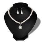kit Colar com brinco Pingente perola strass casamento d mães - kit Colar com brinco Pingente perola strass casamento d mães -