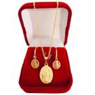 Kit Colar E Brinco Medalha N Senhora Das Graças Banhada Ouro 18k