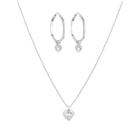 Kit Colar e Brincos Prata 925 Coração Ideal Presente Noiva Kit Colar e Brincos Prata 925 Coração Ideal Presente Noiva