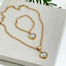 Kit Colar e Pulseira Coração Cravejado Banhado A Ouro 18k