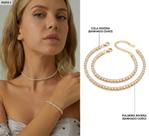 Kit Colar e Pulseira Riviera Zircônia Banhada Ouro Luxo