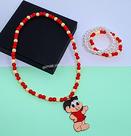 Kit Colar e Pulseiras Infantil Menina Miçangas Pérolas Coloridas Personagem Disney Pony Sereia Stitch Monica Tendência