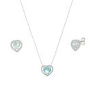 Kit Colar Feminino Prata 925 Legítima Coração Azul
