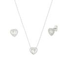 Kit Colar Feminino Prata 925 Legítima Coração Branco