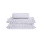 Kit Colcha 3 Peças Queen Percal 300 Fios Bordado Inglês Home Madrid 100% Poliéster - Branco
