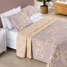 Kit Colcha Ayla Casal King Tecido Dupla Face Microfibra 03 Peças - Lavanda Floral - 100% Poliéster