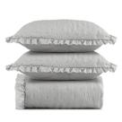 Kit Colcha Cobre Leito 200 Fios King 3 Peças Bella Babado 100% Poliéster - Cinza