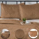 Kit Colcha Cobre Leito Casal Queen Dupla Face 3 Peças 200 Fios Relevo Flores Toque Aveludado Luxo