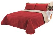 Kit colcha cobre leito clara casal queen vermelho caqui dupla face 3 peças
