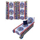 Kit Colcha Cobre Leito + Cortina Infantil Solteiro 4p Menino Menina Personagens