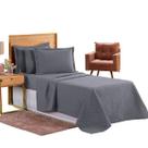 Kit Colcha Cobre Leito Jogo Roupa Cama Solteiro 2 Pçs Simples Matelado Quarto Criança Cinza Macio