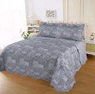 Kit Colcha Cobre Leito King Floral Boituva Cinza Jolitex