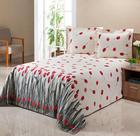 Kit Colcha Cobre Leito Piquet Casal King 3Pçs Floral E Liso Várias Cores