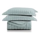 Kit Colcha Cobre Leito Plissê Queen Seersucker Premium 3 Peças Maciez e Leveza com Textura 3D Verde Essencial