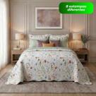Kit Colcha Cobre Leito Queen Casal Dupla Face 3 Peças Microfibra Matelado Boutis Anti Antialérgico