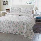 Kit Colcha Cobre Leito Solteiro Mariana Floral Bege Jolitex