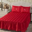 Kit Colcha Cobre Leito Te Amo Casal Box Matelado Toque Macio Varias Cores