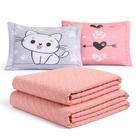 Kit Colcha Coxa Cobre Leito Jogo Roupa Cama Casal 5 Pçs Matelado Fronha Face Unica Macio 200 Fios