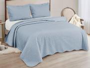 Kit Colcha De Cama Casal Com Porta Travesseiro Marrocos Casal 220x240 Azul - Camesa