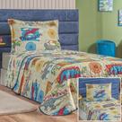Kit Colcha + Jogo de Cama Bouti Kids Solteiro Infantil 5 Peças 100% Poliéster - Dino Kit Colcha + Jogo de Cama Bouti Kids Solteiro Infantil 5 Peças 100% Poliéster - Dino