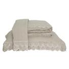 Kit Colcha Niazitex Percal Soft 300 Rendada Casal Manteiga 3 Peças - Conforto e Elegância