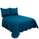 Kit Colcha Plaza Casal 220x240cm Porta-Travesseiros Marinho