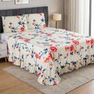 Kit Colcha Queen Com Babado Percal 200 Fios Floral 3 Peças Toque Macio Felicità