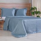 Kit Colcha Queen Satinatta Cetim 100% Poliéster 240x260cm Azul Mineral