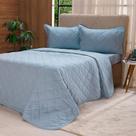 Kit Colcha Solteiro 200 Fios Lisa 100% Algodão 160x240cm Bruma Azul