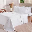 Kit Colcha Solteiro 200 Fios Lisa 160x240cm Branco