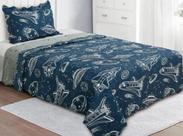 Kit Colcha Solteiro Infantil Patchwork Galaxia 2 Peças