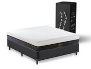 Kit Colchão na caixa Hybrid Premium 12 anos de garantia Com Base Box Suede Preto Queen King Star Kit Colchão na caixa Hybrid Premium 12 anos de garantia Com Base Box Suede Preto Queen King Star