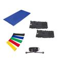 Kit Colchonete Azul + Par de Caneleira 8kgs + 5 Mini Band Elástico para Exercícios + Corda de Pular Ajustável