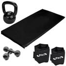 Kit colchonete + halter 2 kg + caneleira 3 kg + Kettlebel 4 kg