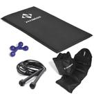 Kit Colchonete + Halteres de 1kg + Caneleiras de 2kg + Corda de Pular Academia Fitness Musculação