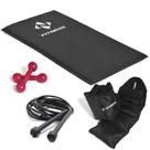 Kit Colchonete + Halteres de 2kg + Caneleiras de 4kg + Corda de Pular Academia Fitness Musculação