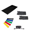 Kit Colchonete Preto + Par de Caneleira 1kgs Profissional + 5 Mini Band Elástico para Exercícios + Corda de Pular