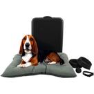 Kit Colchonete Suede Pet Médio Sanitário Comedouro Coleira Bolinha -