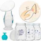 Kit Coletor de Leite Materno Nuby + 3 Potes de Vidro para Armazenar Leite Materno Decorados 360
