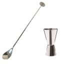 Kit Colher Bailarina 27cm + Dosador Duplo Inox Gin Coquetel