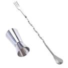 Kit Colher Bailarina C/ Garfo Dosador Duplo Para Gin Drinks