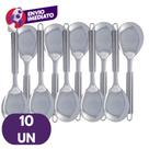 Kit Colher Colherão Para Servir Arroz Pequena 26cm Inox Premium Cabo Tubular Cozinha Restaurante