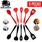 Kit Colher de Arroz Concha de Feijão Escumadeira Espátula e Pegador 5 Peças Utensílios de Cozinha