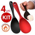 Kit Colher de Arroz Silicone 21cm Não Risca Resistente Alta Temperatura