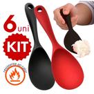 Kit Colher de Arroz Silicone 21cm Não Risca Resistente Alta Temperatura