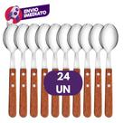 Kit Colher De Mesa Cabo Madeira Refeição Sopa 20cm Talher Utensílio Cozinha