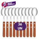 Kit Colher De Mesa Cabo Madeira Refeição Sopa 20cm Talher Utensílio Cozinha
