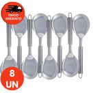 Kit Colher De Servir Arroz Pequena 26cm Inox Colherão Cabo Tubular Restaurante Comida Chef