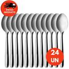 Kit Colher Sobremesa Aço Inox Premium Conjunto Talher Resistente Jogo Doce Refeição Sorvete