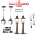 Kit colonial casa de praia 8 peças com lampada 9w fria